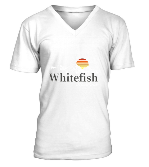 Retro Whitefish Montana Mountain T-shirt V-Neck T-shirt