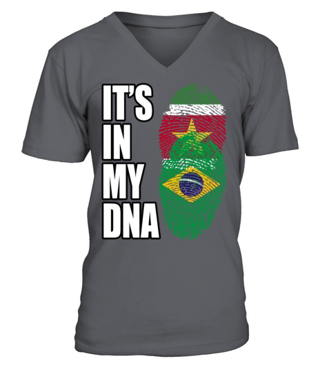 Surinamese And Brazilian Vintage Heritage DNA Flag V-Neck T-shirt