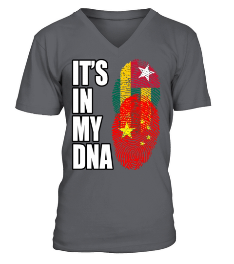 Togolese And Chinese Mix Heritage DNA Flag V-Neck T-shirt