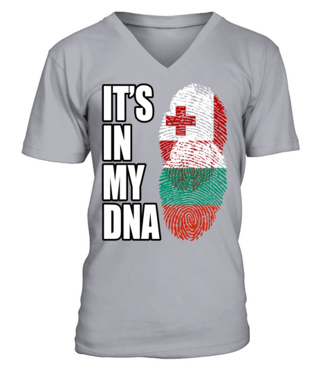 Tongan And Bulgarian Mix Heritage DNA Flag V-Neck T-shirt