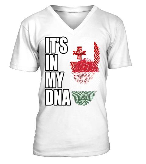Tongan And Hungarian Mix Heritage DNA Flag V-Neck T-shirt