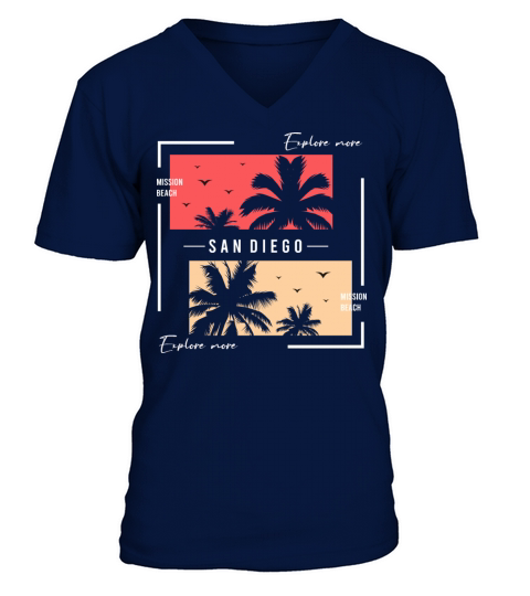 Vintage Mission Beach California V-Neck T-shirt