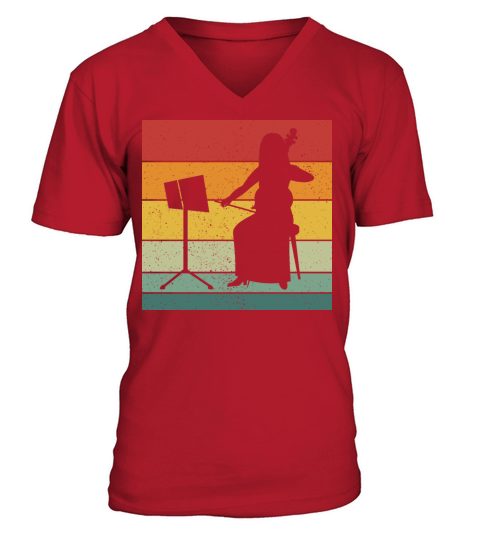 Vintage Retro Double Bass Vintage Music V-Neck T-shirt