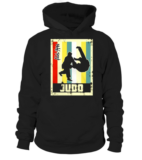 Vintage Style Judo Silhouette - Japanese Symbol Tee Shirt Hoodie Unisex