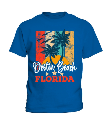 Destin Beach Vibes Florida Summer Vintage Sunset Kids T-Shirt