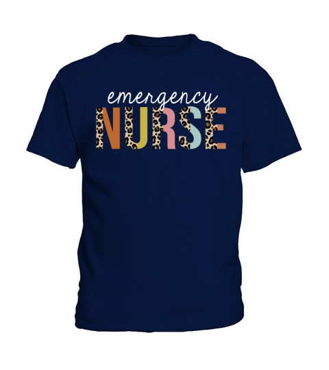 Emergency Nurse Colorful Leopard Print Funny Kids T-Shirt