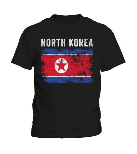 North Korea Flag Distressed Kids T-Shirt
