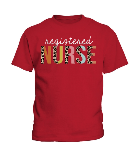 Registered Nurse Colorful Leopard Print Funny Kids T-Shirt
