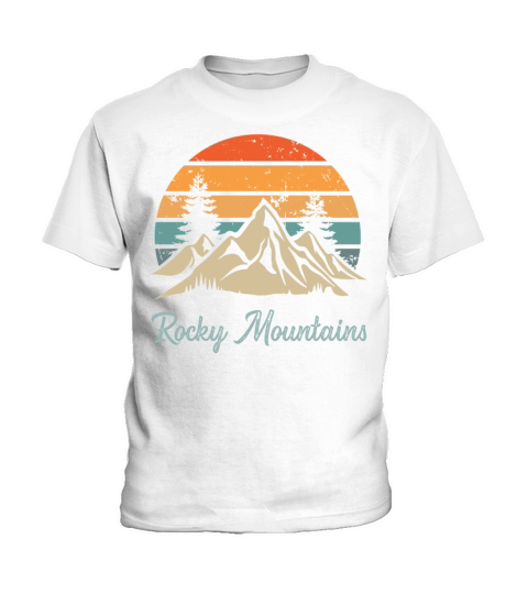 Rocky Mountains Retro Vintage Mountain Sunset Outd Kids T-Shirt