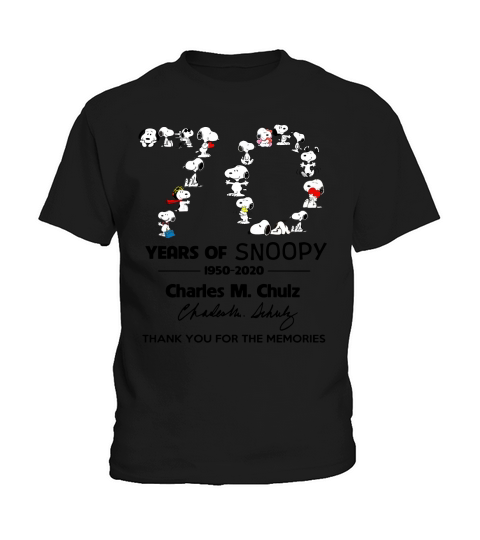 Snoopy 70th Anniversary 1950 2020 Charles M. Schulz thank you t-shirt Kids T-Shirt