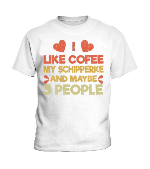 Vintage Pet Dog Like Coffee Love Schipperke Kids T-Shirt