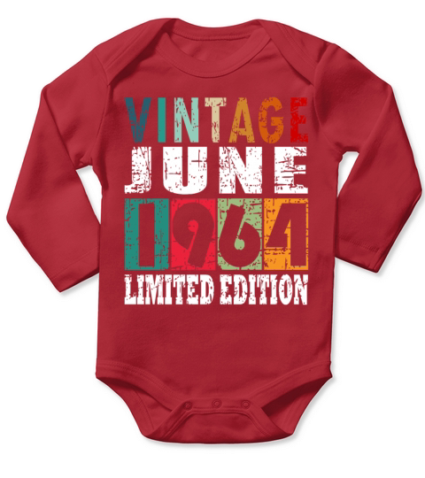 1964 vintage born in June gift Long Sleeve Baby One-Piece