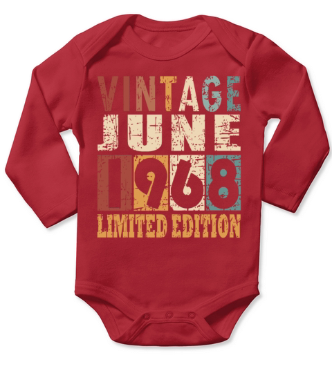 1968 vintage born in June gift Long Sleeve Baby One-Piece