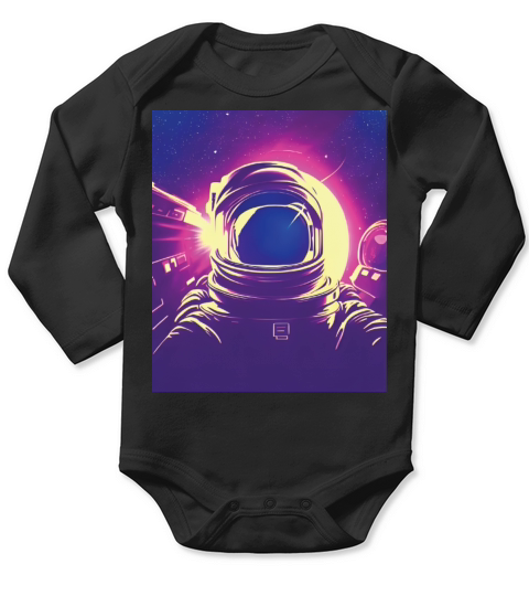 Astronaut Retro Synhwave outrun aesthetic astronau Long Sleeve Baby One-Piece