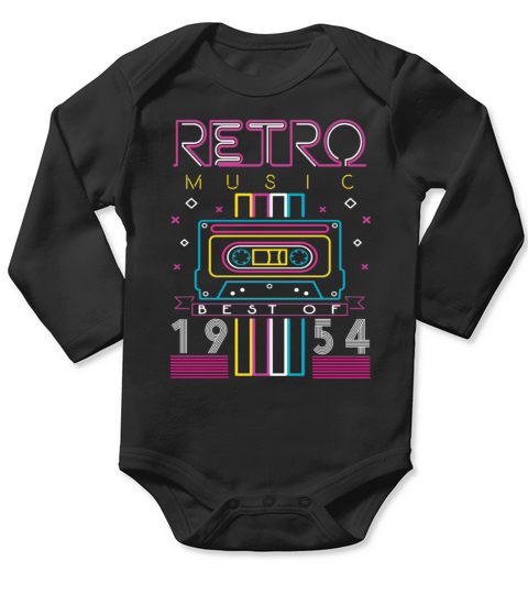 Best Of 1954 Retro Cassette Vintage Birthday Long Sleeve Baby One-Piece