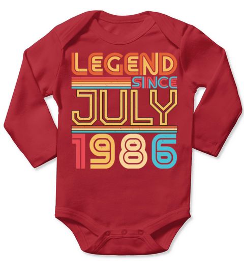 Birthday Greeting July 1986 Long Sleeve Baby One-Piece