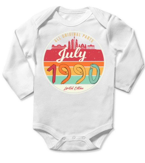 Born In July 1990 Long Sleeve Baby One-Piece