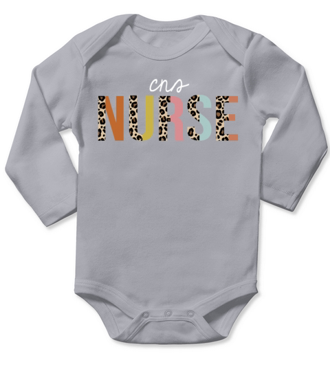 CNS Nurse Colorful Leopard Print Funny Long Sleeve Baby One-Piece