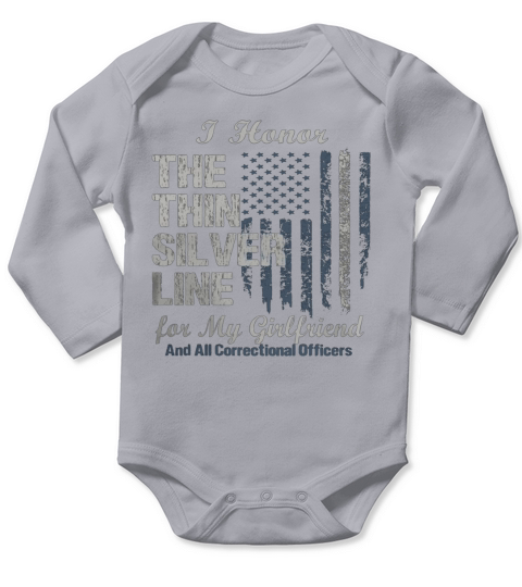 Correctional Officer Girlfriend Thin Silver Line Corrections Long Sleeve Baby One-Piece