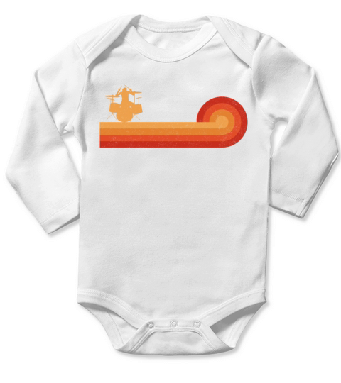 Drummer Drum Set Retro Vintage Long Sleeve Baby One-Piece