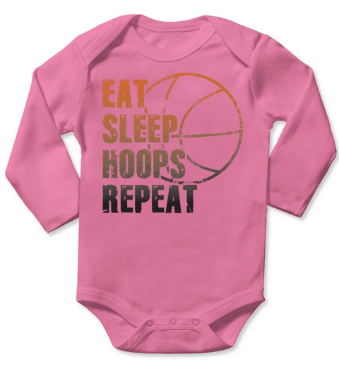 Eat Sleep Hoops Repeat Basketball Long Sleeve Baby One-Piece