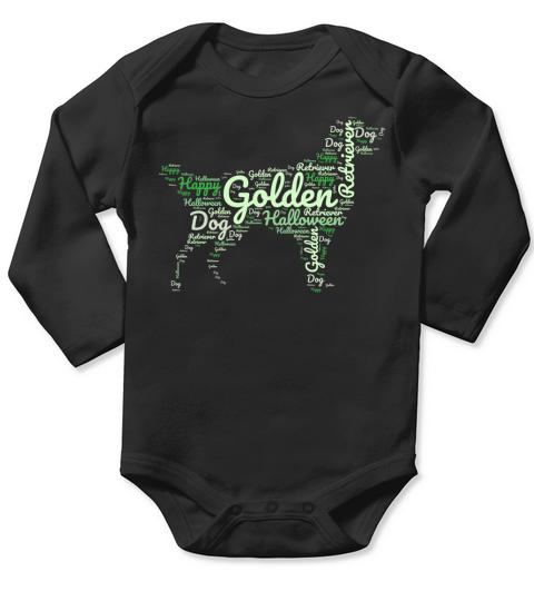 Golden Retriever Dog Happy Halloween Typography Long Sleeve Baby One-Piece