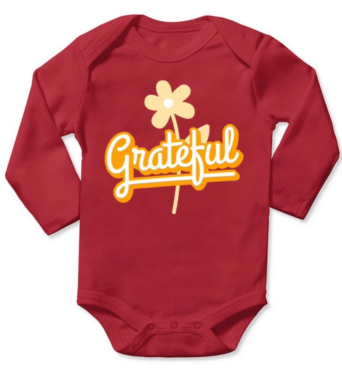 Grateful Lettering Cute Quote Long Sleeve Baby One-Piece
