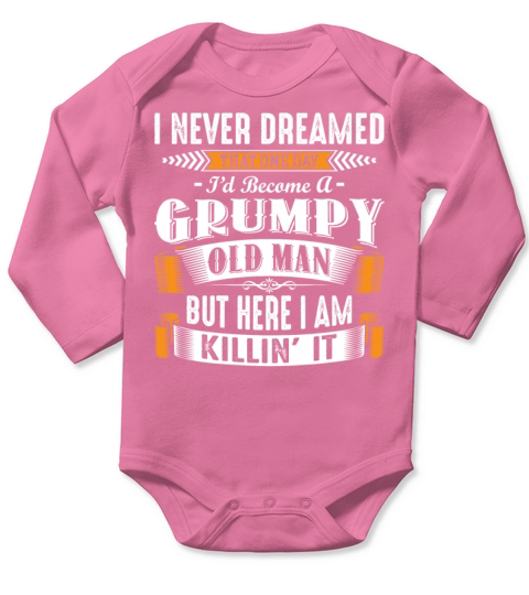 Grumpy Old Man Fathers Day Long Sleeve Baby One-Piece