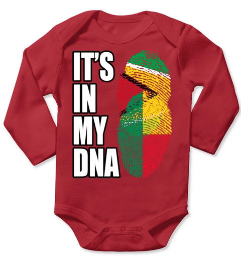 Guyanese And Benin Mix Heritage DNA Flag Long Sleeve Baby One-Piece