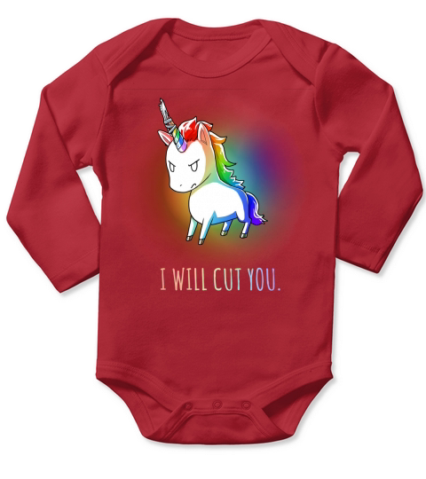 I WILL CUT YOU - STABBY UNICORN FUNNY T SHIRT Long Sleeve Baby One-Piece