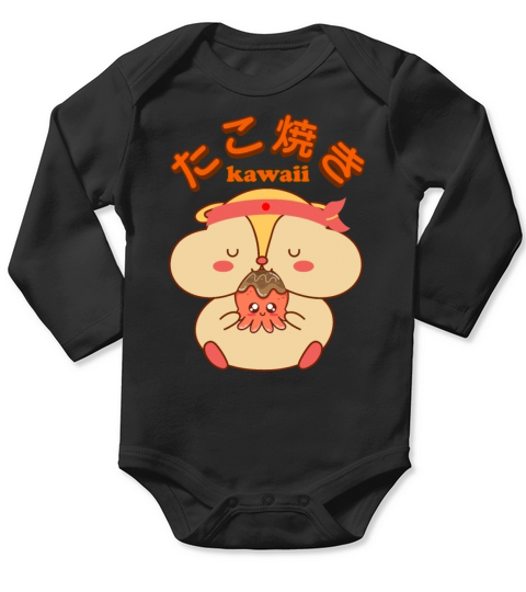 Kawaii Takoyaki Cute Food Vintage Hamster Long Sleeve Baby One-Piece