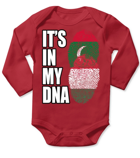 Maldivian And Hungarian Mix Heritage DNA Flag Long Sleeve Baby One-Piece