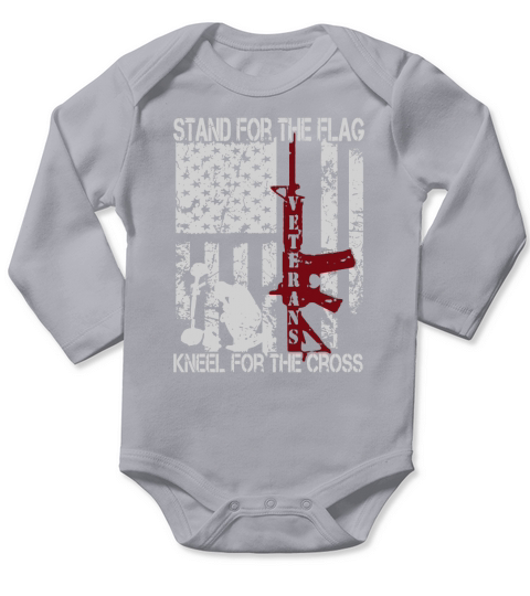 Mens Stand for the flag Kneel for the cross T Shirt Long Sleeve Baby One-Piece