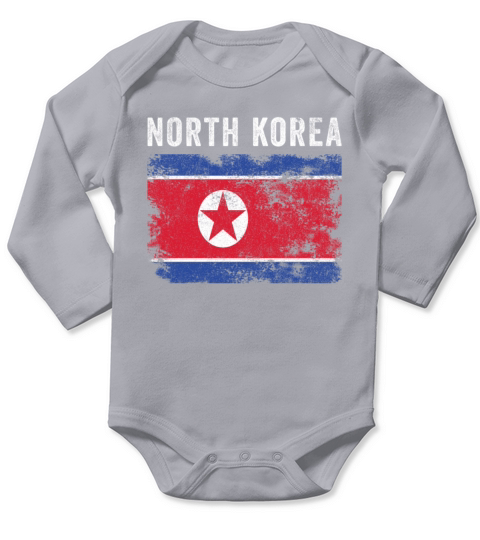 North Korea Flag Distressed Long Sleeve Baby One-Piece