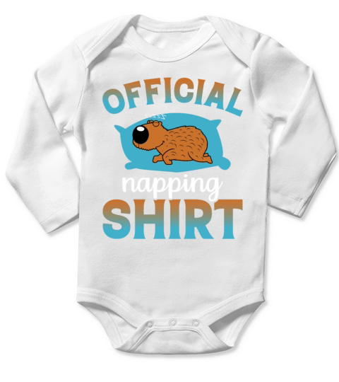 Official Napping Outfit - Funny Rodent Capybara Long Sleeve Baby One-Piece