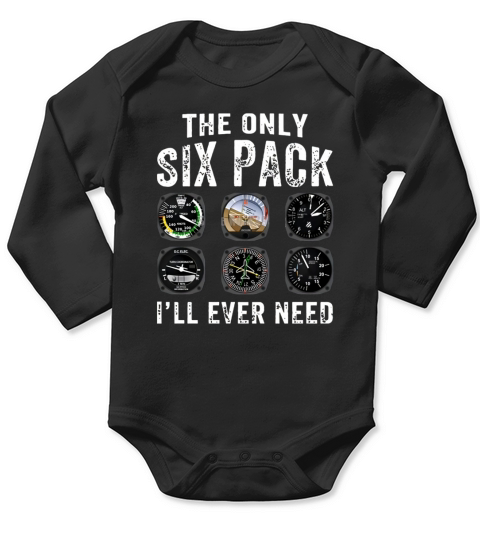 Pilots Six Pack Airplane Instruments T-Shirts Long Sleeve Baby One-Piece