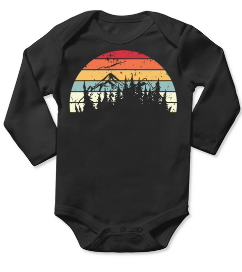 Retro Trekking Sunset Vintage hiking Sunrise Long Sleeve Baby One-Piece