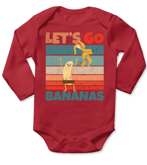 Retro Vintage Lets Bananas Funny Strip Banana Long Sleeve Baby One-Piece