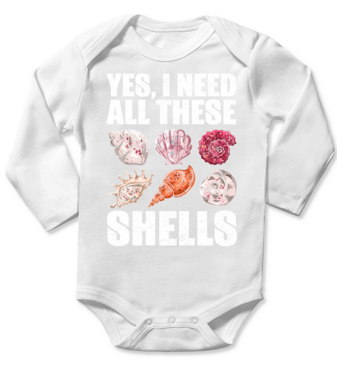 Shelling Beachcombing Shell Hunter Long Sleeve Baby One-Piece