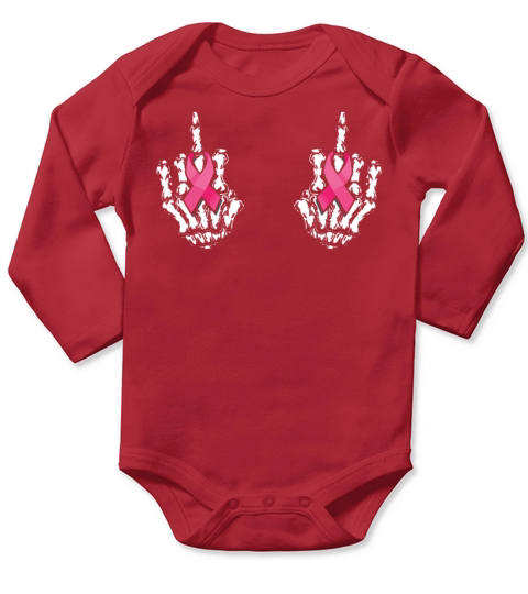 Skeleton Hand Breast Cancer Awareness Ribbon Pink Long Sleeve Baby One-Piece