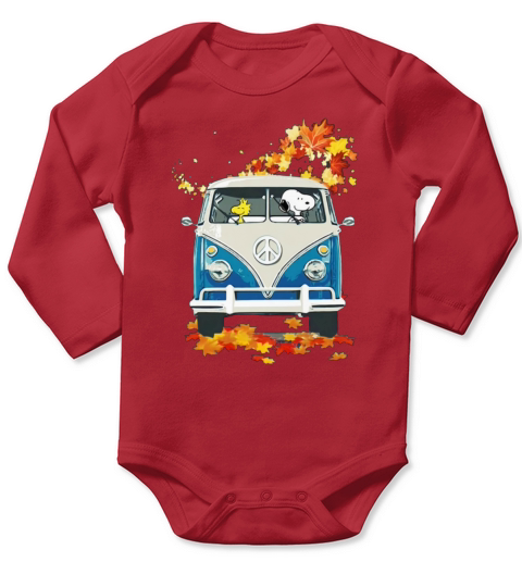 Snoopy And Woodstock VW Volkswagen Hippie Car shirt Long Sleeve Baby One-Piece