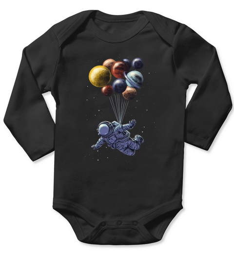 Space Travel Tri-blend Astronaut Fly By Planet Balloons shirt Long Sleeve Baby One-Piece