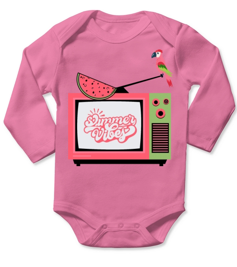 Sunshine Summer atmosphere Beach with palm trees R Long Sleeve Baby One-Piece