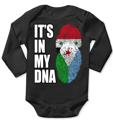 Syrian And Djiboutian Vintage Heritage DNA Flag Long Sleeve Baby One-Piece