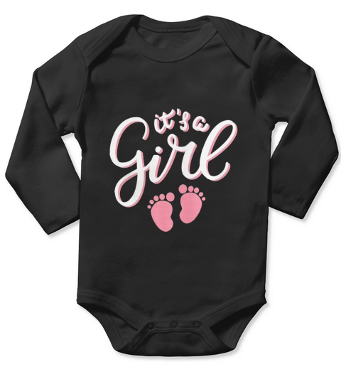 T-shirt rose empreinte de sexe, c'est une fille Long Sleeve Baby One-Piece
