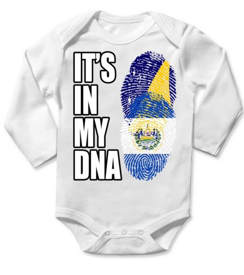 Tokelauan And Salvadoran Mix Heritage DNA Flag Long Sleeve Baby One-Piece