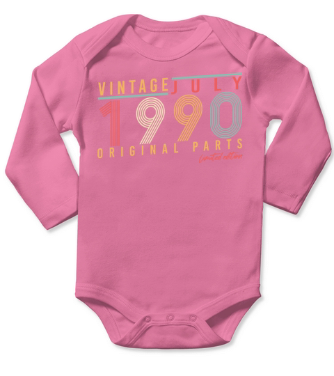 Vintage 1990 July Long Sleeve Baby One-Piece