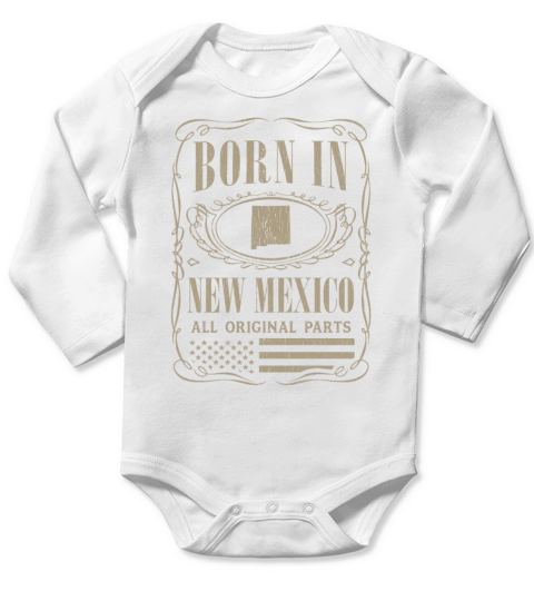 Vintage America US States Born New Mexico Long Sleeve Baby One-Piece