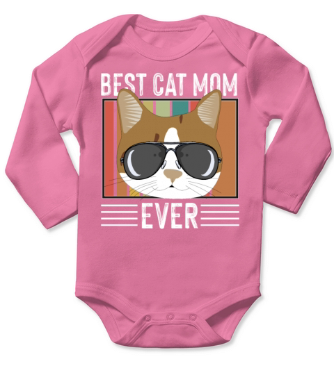 Vintage Best Cat mom Ever Bump T Shirt Long Sleeve Baby One-Piece