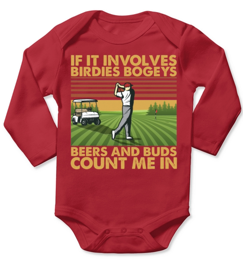 Vintage Golfing Birdies Bogeys Beers and Buds Long Sleeve Baby One-Piece